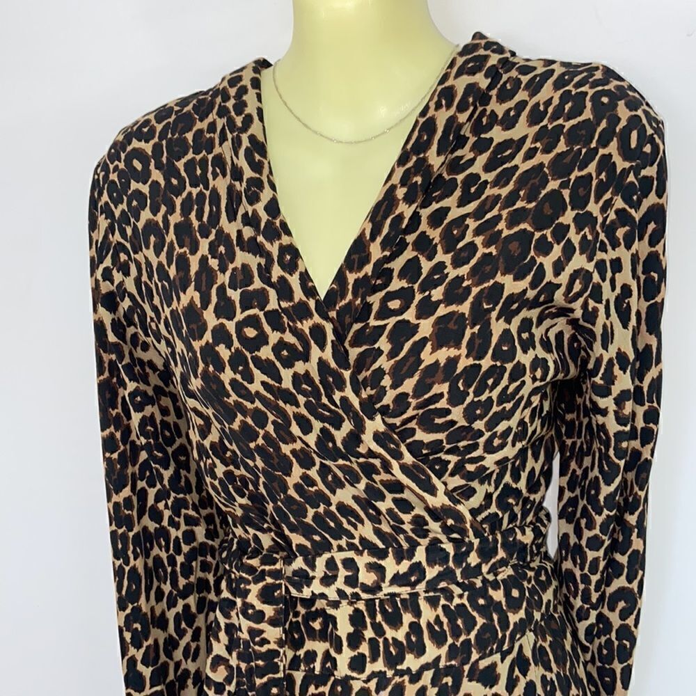 Faithfull The Brand Dress “Frida” Leopard Wrap MIDI Sz 4 Excellent Nwot! - Picture 2 of 8